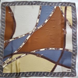 Fendi Silk Twill Logo Print Scarf